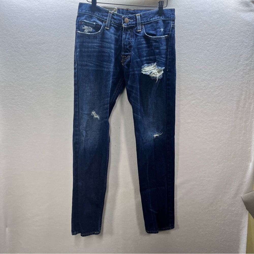 Hollister Distressed Skinny Button Fly Jeans Mens 28/30 Blue Denim‎ 2860